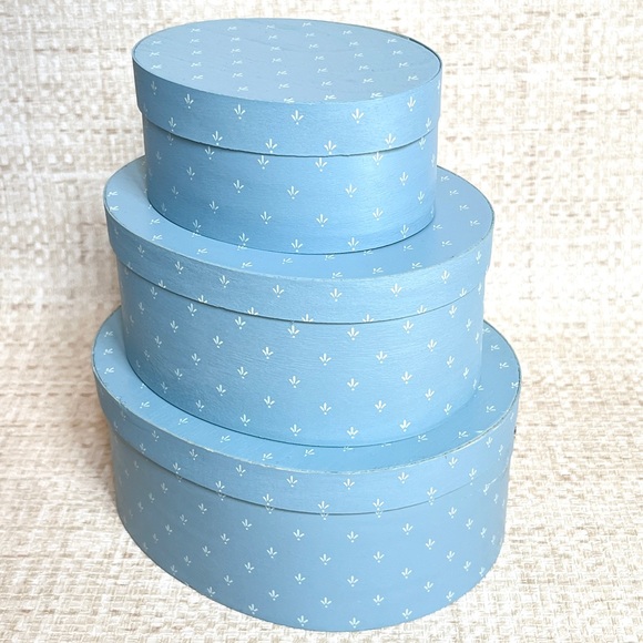 Painted Nesting Box Set Vintage Oval Boxes Vanity Storage Gift - Picture 7 of 7